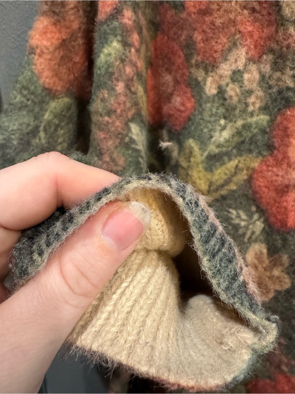 Floral Crewneck Sweater in Green and Coral - Picture 3 of 3